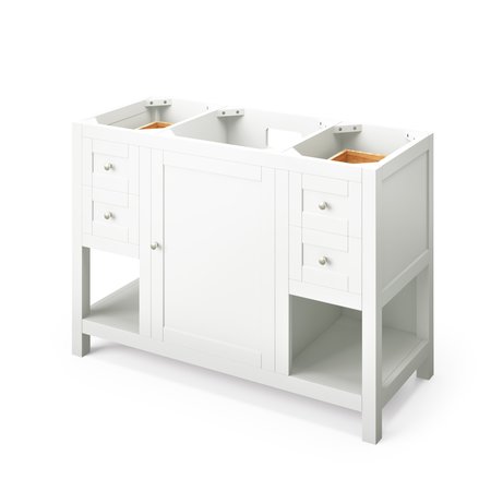 JEFFREY ALEXANDER 48" White Astoria Vanity, White Carrara Marble Vanity Top, undermount rectangle bowl VKITAST48WHWCR